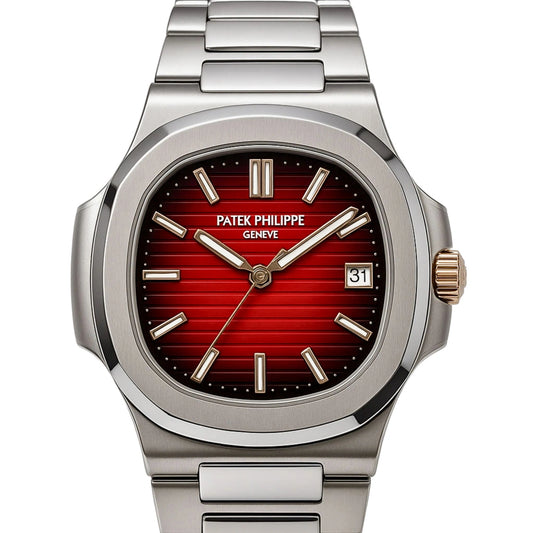 Automatic Patek Philippe Nautilus Red Dial Stainless Steel  57111r001