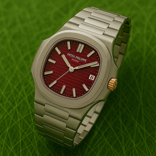 Automatic Patek Philippe Nautilus Red Dial Stainless Steel  57111r001